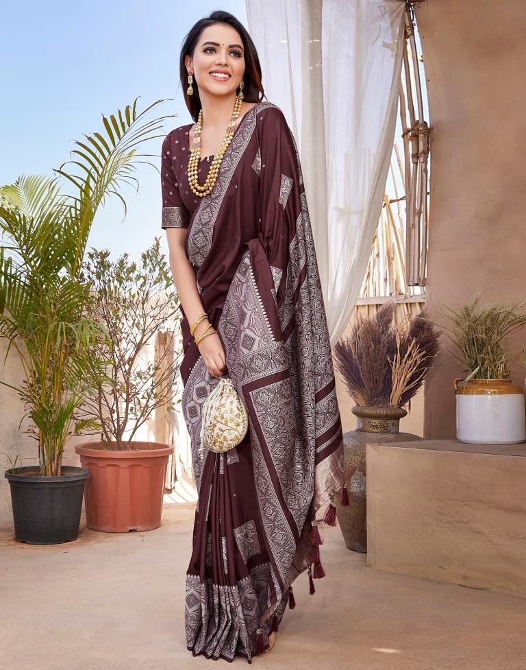 Maroon Silk Woven Saree