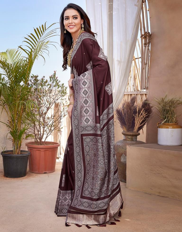 Maroon Silk Woven Saree