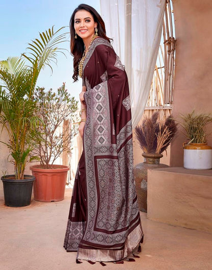 Maroon Silk Woven Saree