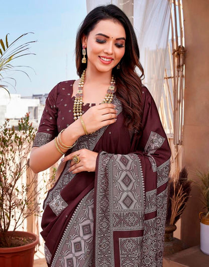 Maroon Silk Woven Saree