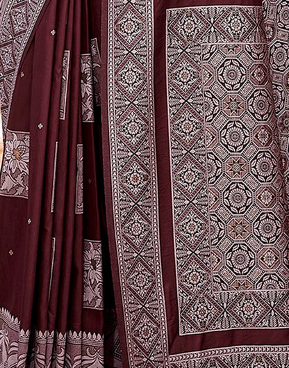 Maroon Silk Woven Saree