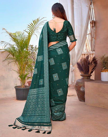 Dark Green Silk Woven Saree