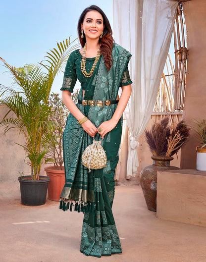 Dark Green Silk Woven Saree