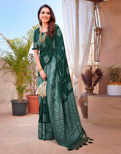 Dark Green Silk Woven Saree