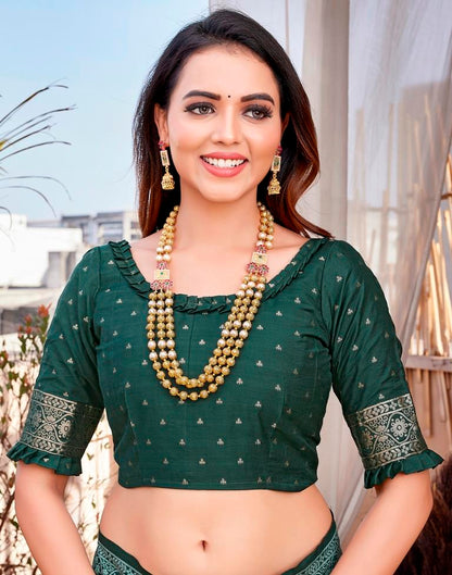 Dark Green Silk Woven Saree