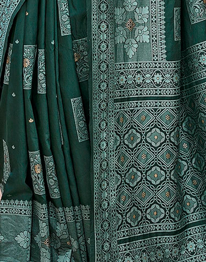 Dark Green Silk Woven Saree