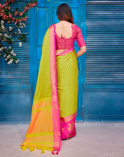 Yellow Silk Woven Saree