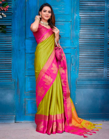 Yellow Silk Woven Saree