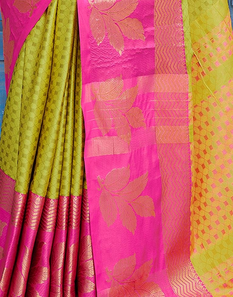 Yellow Silk Woven Saree