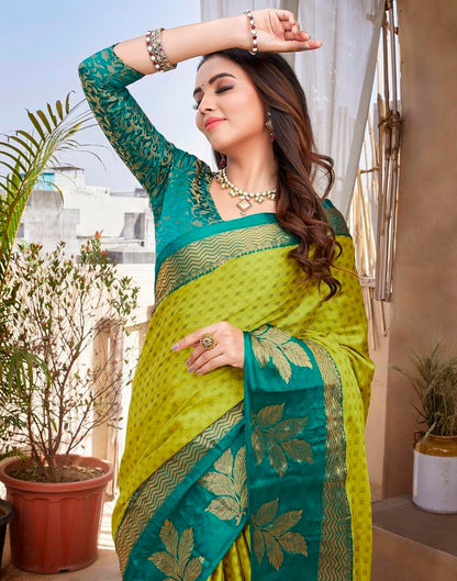 Rama Green Silk Woven Saree