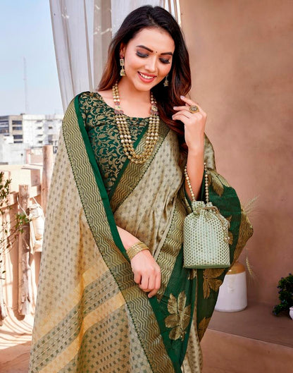 Beige Silk Woven Saree