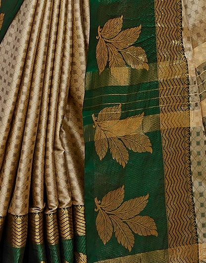 Beige Silk Woven Saree