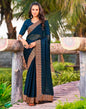 Sea Blue Chiffon Embroidery Saree