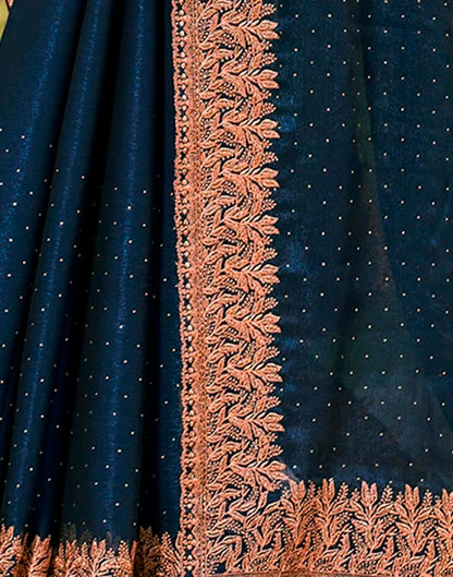 Sea Blue Chiffon Embroidery Saree