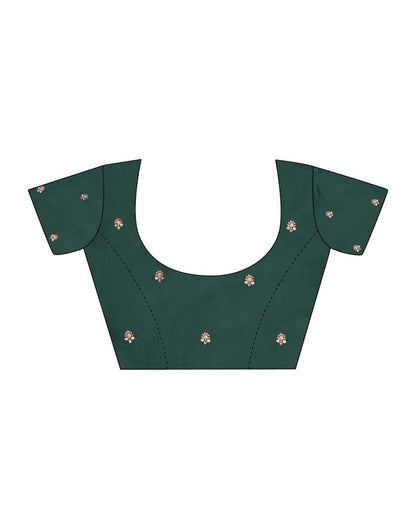 Bottle Green Chiffon Embroidery Saree