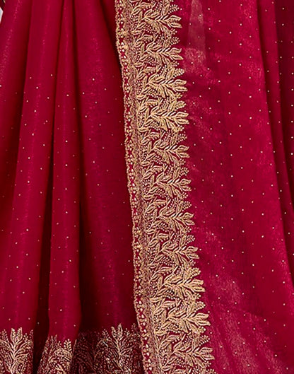 Dark Pink Chiffon Embroidery Saree