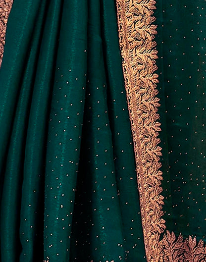 Rama Green Chiffon Embroidery Saree