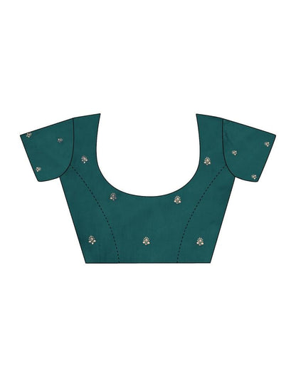 Rama Green Chiffon Embroidery Saree