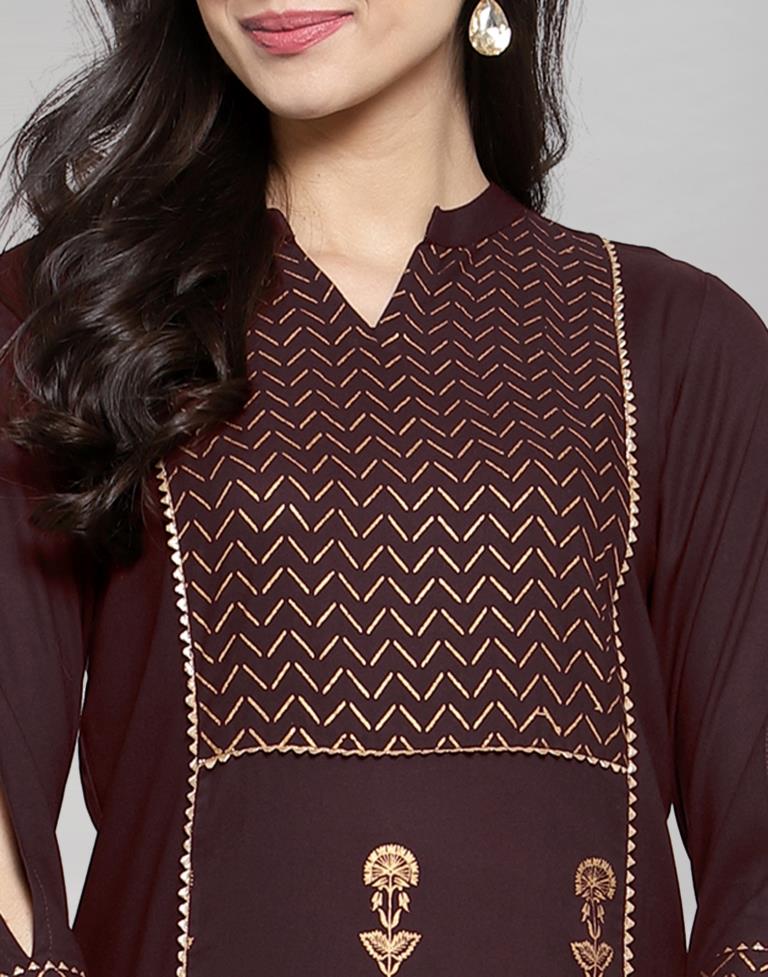 Winesh Maroon Printed Kurti | Leemboodi