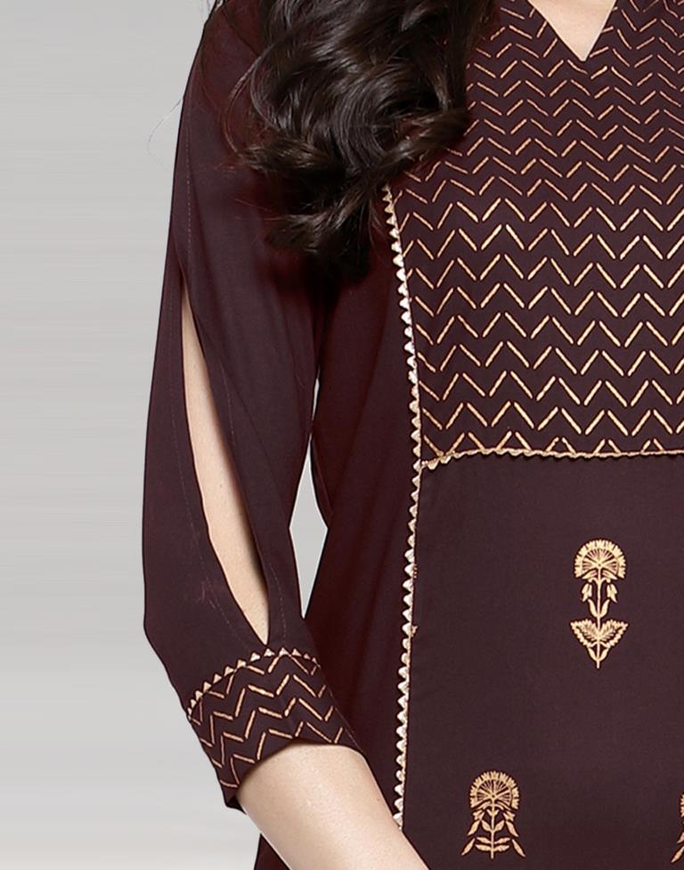 Winesh Maroon Printed Kurti | Leemboodi