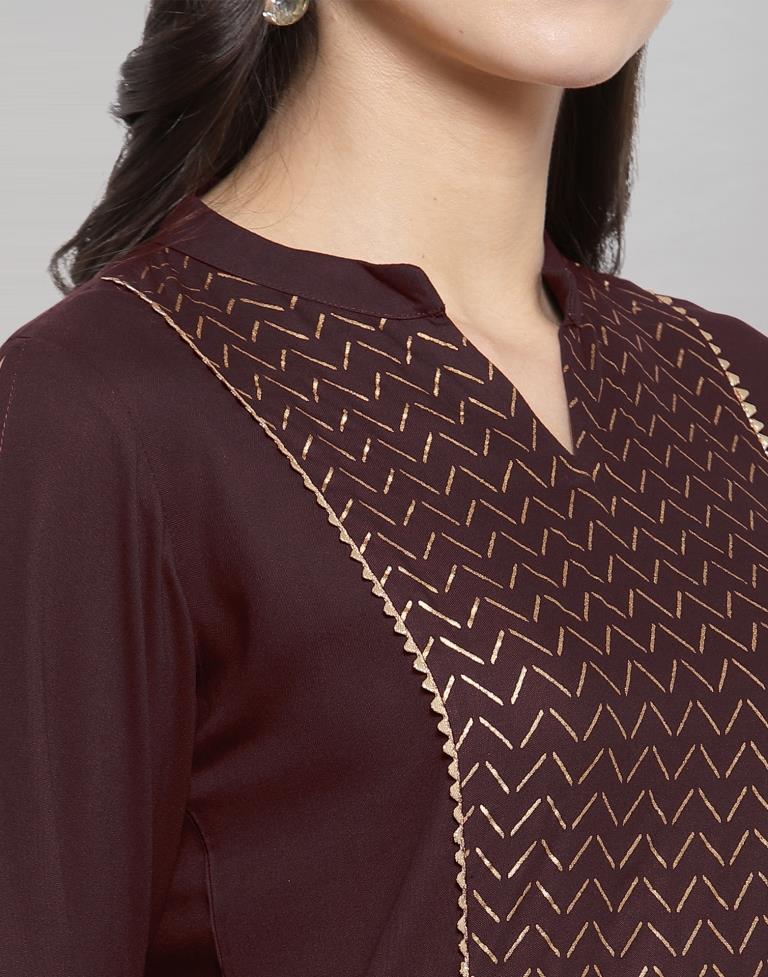 Winesh Maroon Printed Kurti | Leemboodi