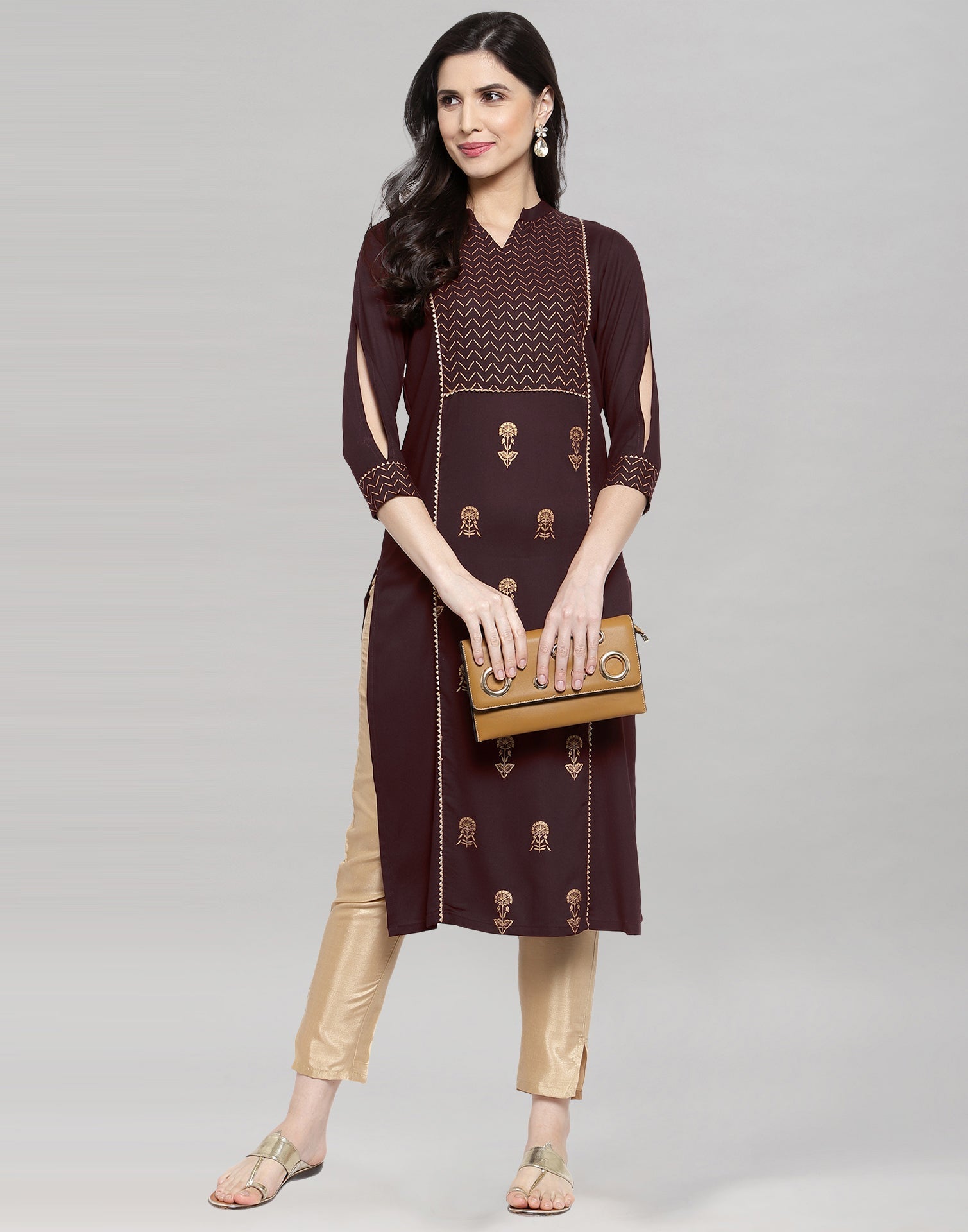 Winesh Maroon Printed Kurti | Leemboodi