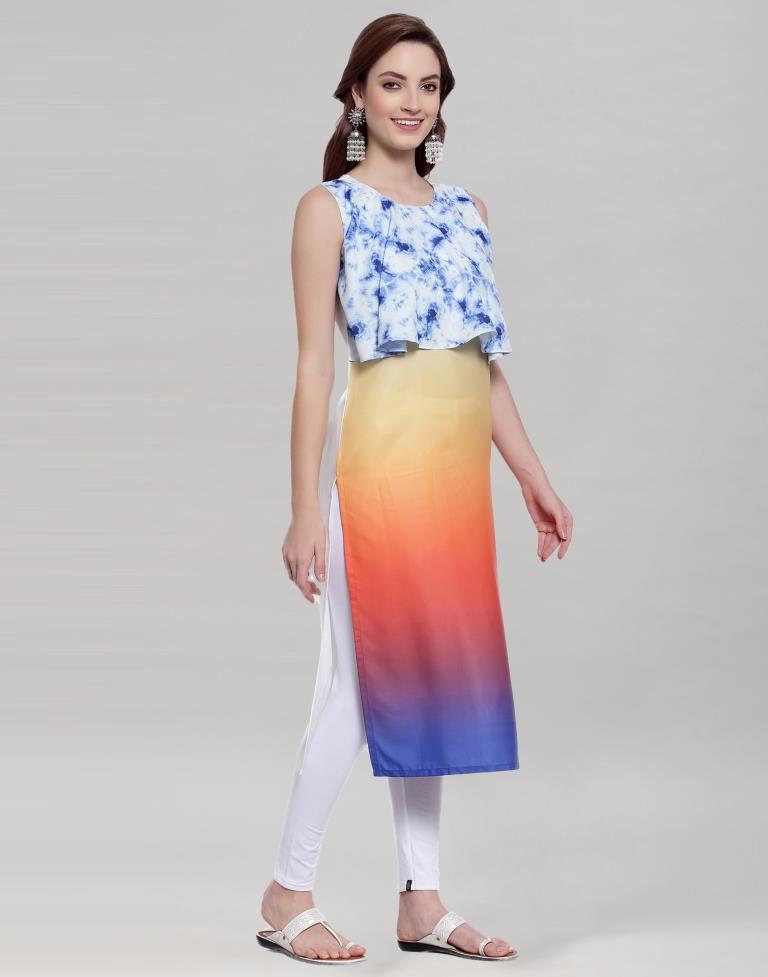 Multicolour Digital Printed Ombre Kurti | Leemboodi