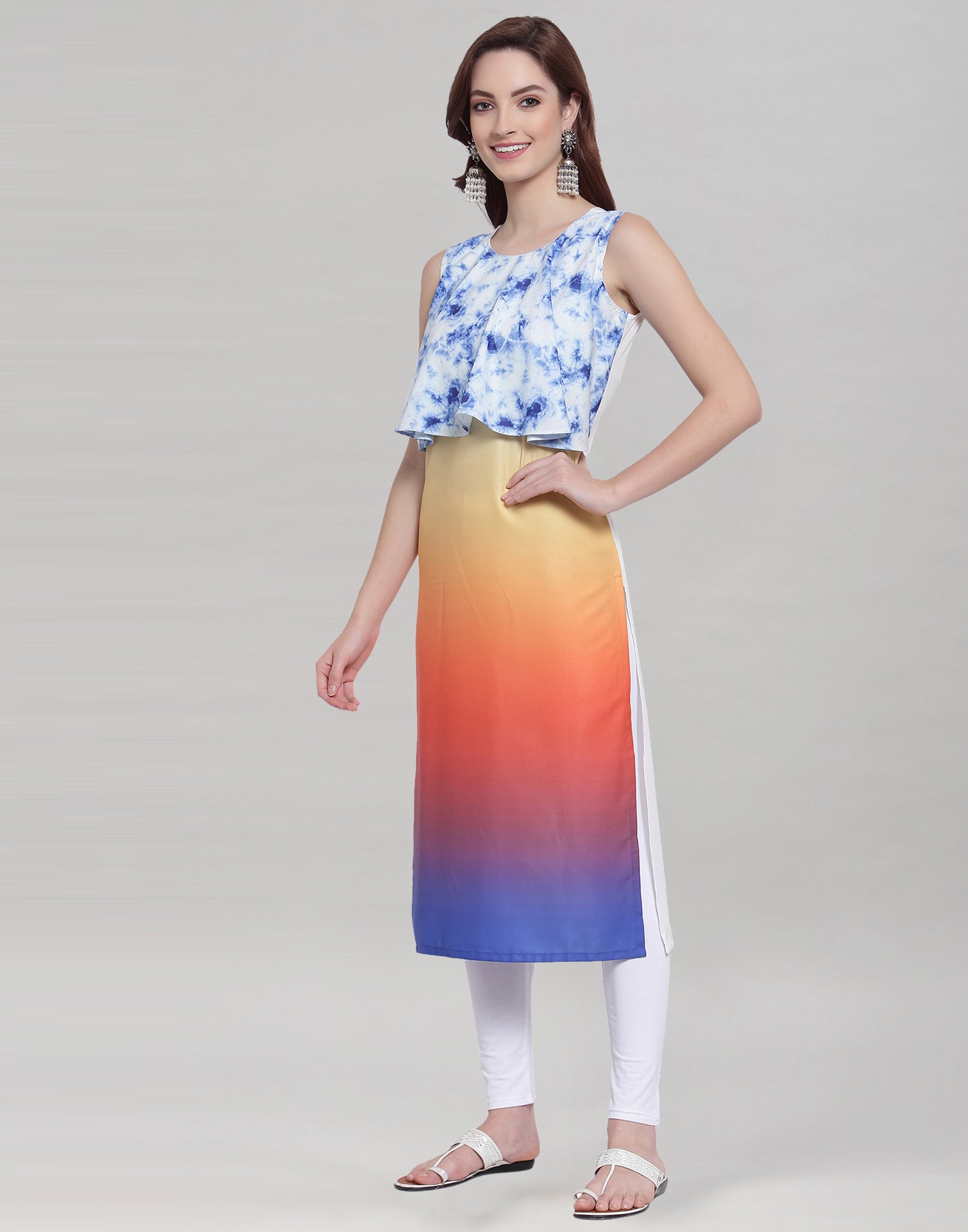 Multicolour Digital Printed Ombre Kurti | Leemboodi