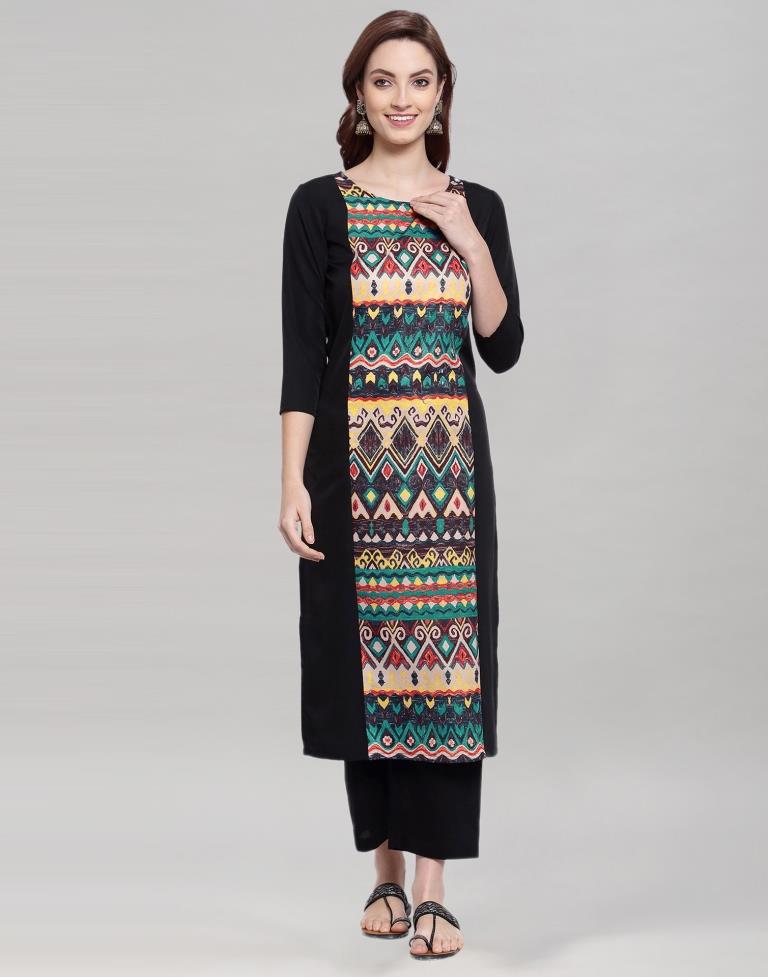 Black Panel Printed Kurti | Sudathi