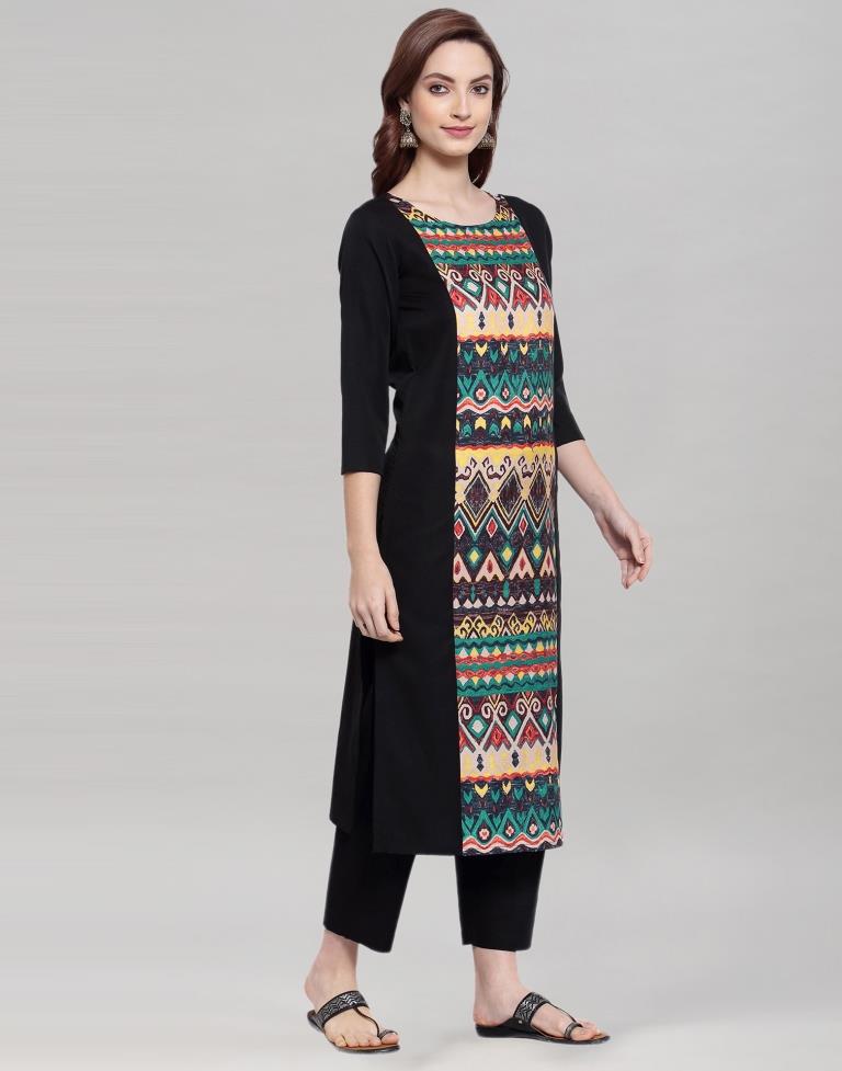 Black Panel Printed Kurti | Sudathi