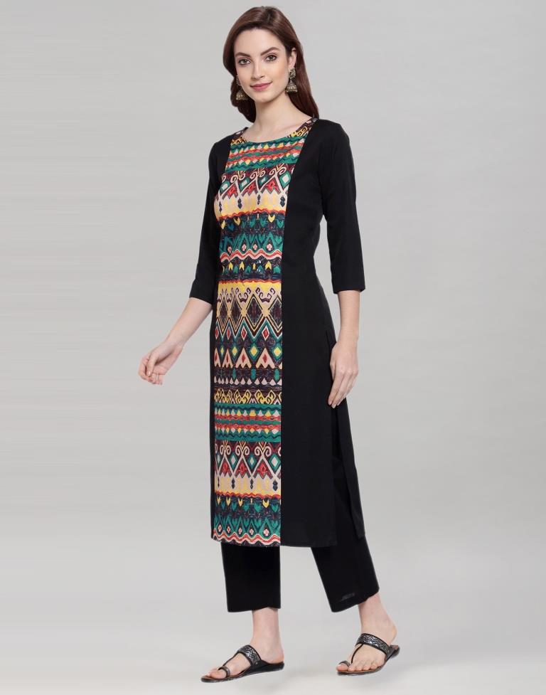 Black Panel Printed Kurti | Sudathi