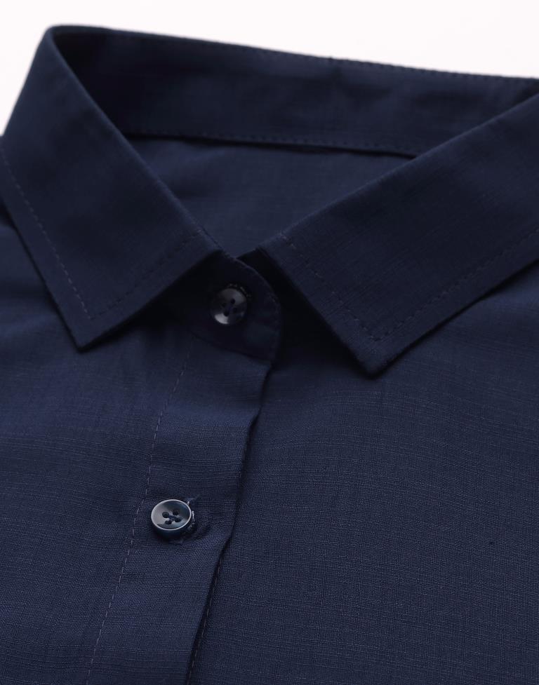 Navy Blue Sleeveless Shirt | Leemboodi