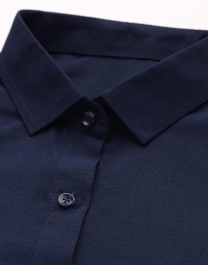 Navy Blue Sleeveless Shirt | Leemboodi