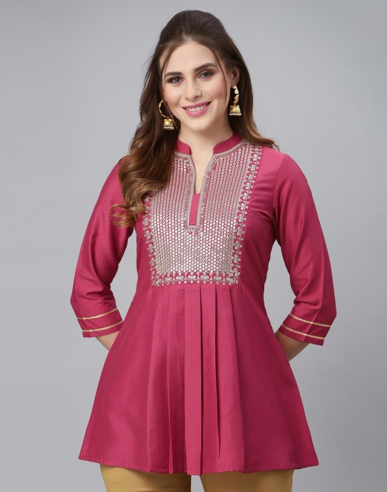 Rose Pink Embroidered Top | Sudathi