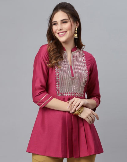 Rose Pink Embroidered Top | Sudathi