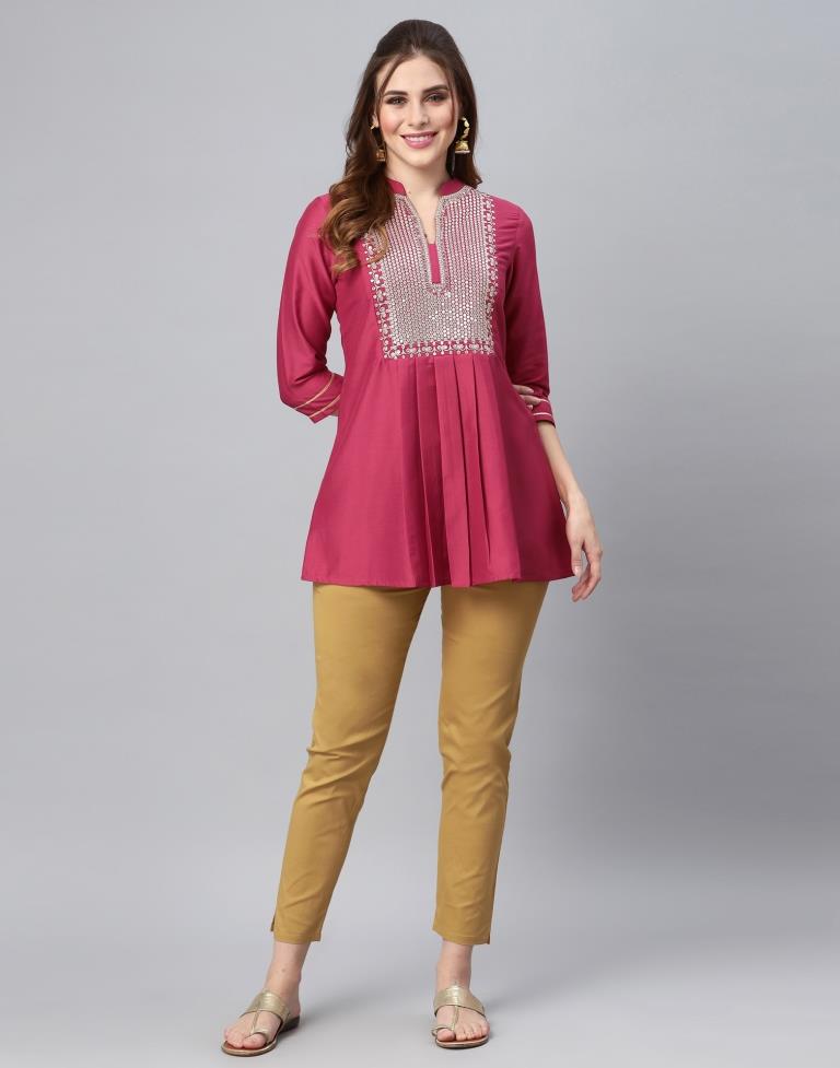 Rose Pink Embroidered Top | Sudathi