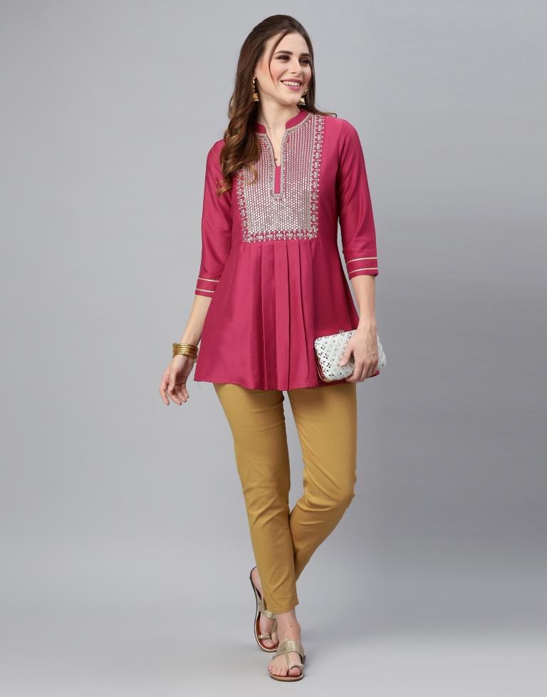 Rose Pink Embroidered Top | Sudathi