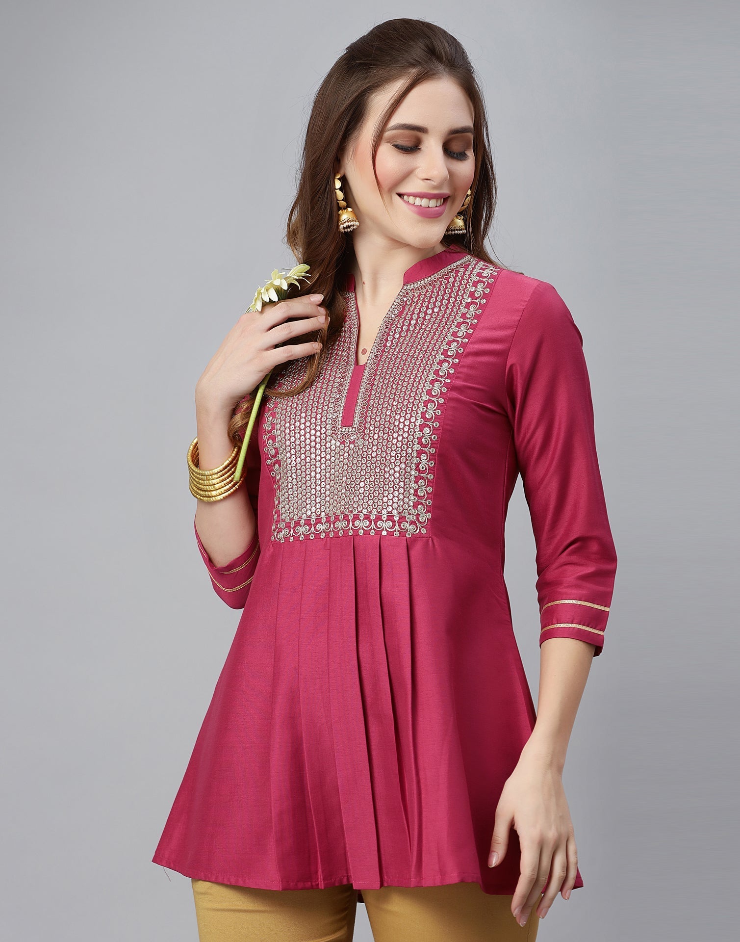 Rose Pink Embroidered Top | Sudathi