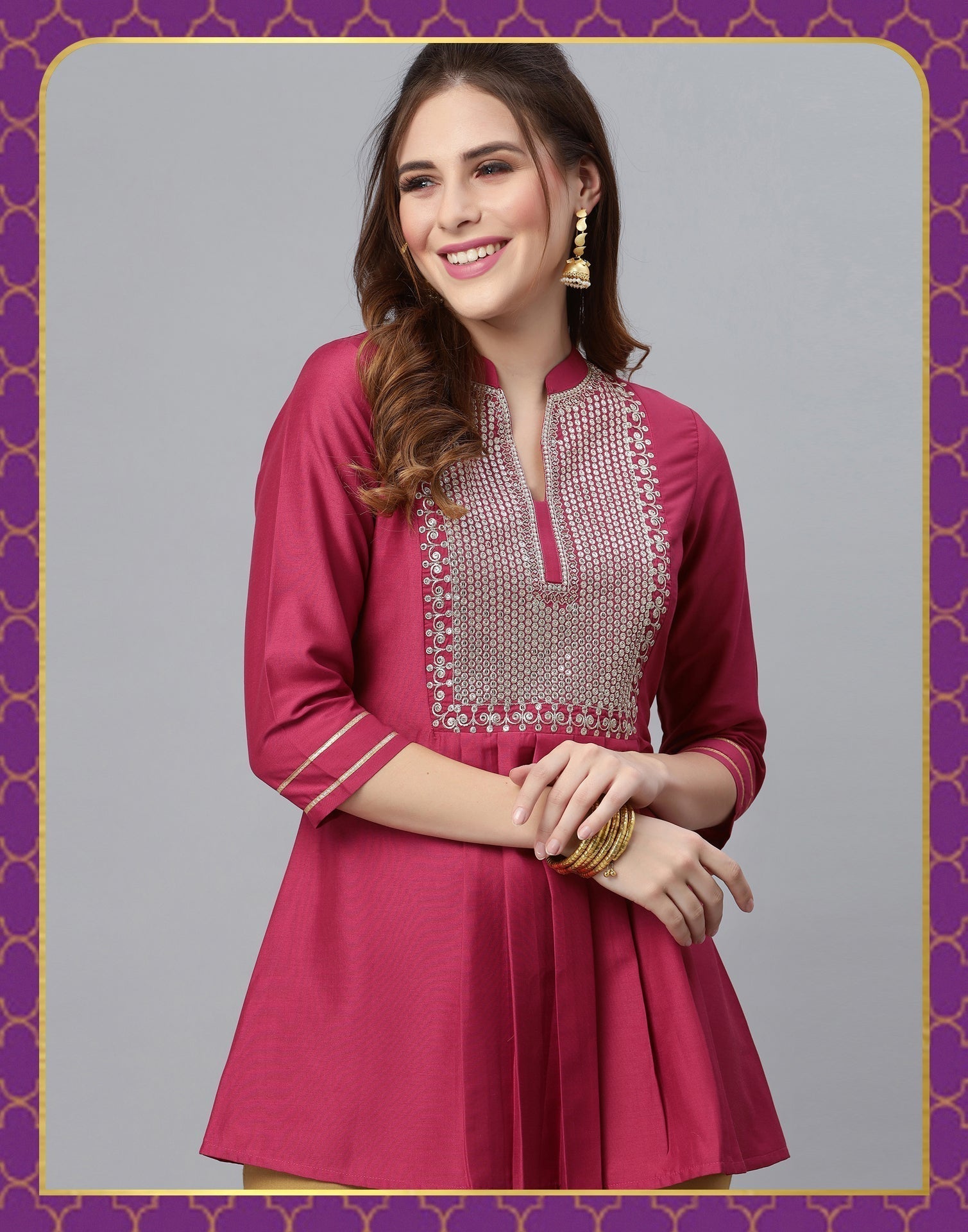 Rose Pink Embroidered Top | Sudathi