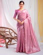 Dull Pink Silk Plain Saree