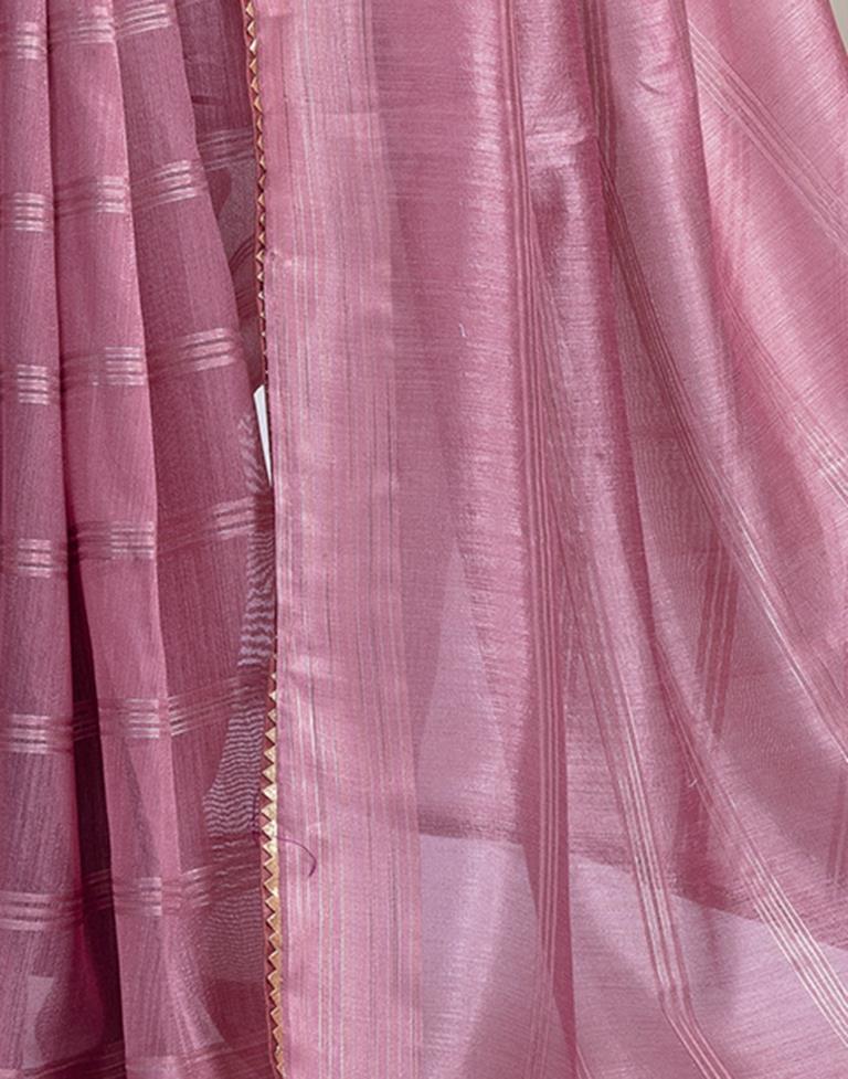 Dull Pink Silk Plain Saree