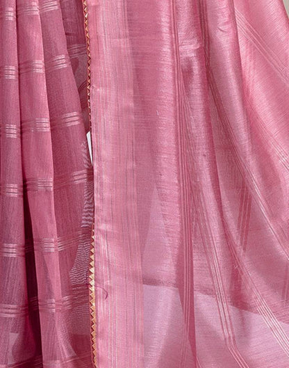 Dull Pink Silk Plain Saree