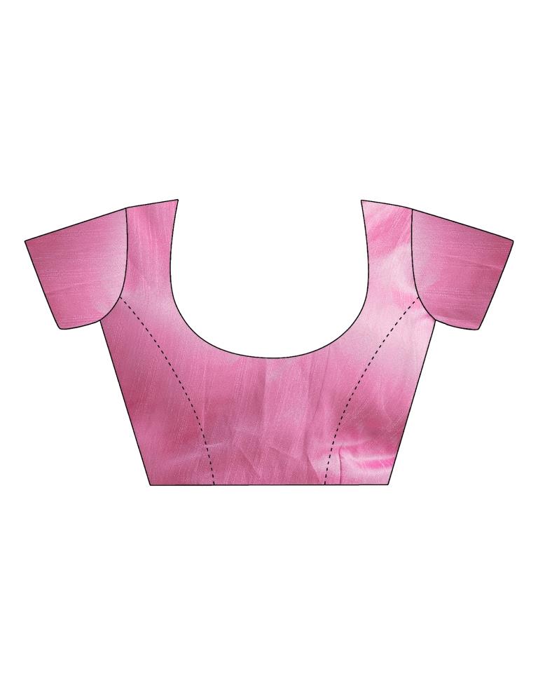 Dull Pink Silk Plain Saree