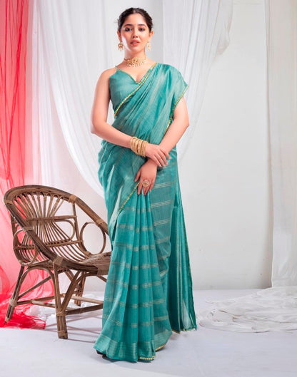 Dull Blue Silk Plain Saree