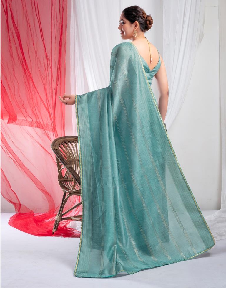 Dull Blue Silk Plain Saree