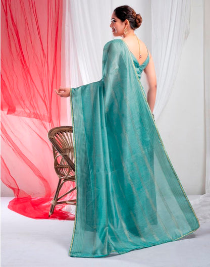 Dull Blue Silk Plain Saree