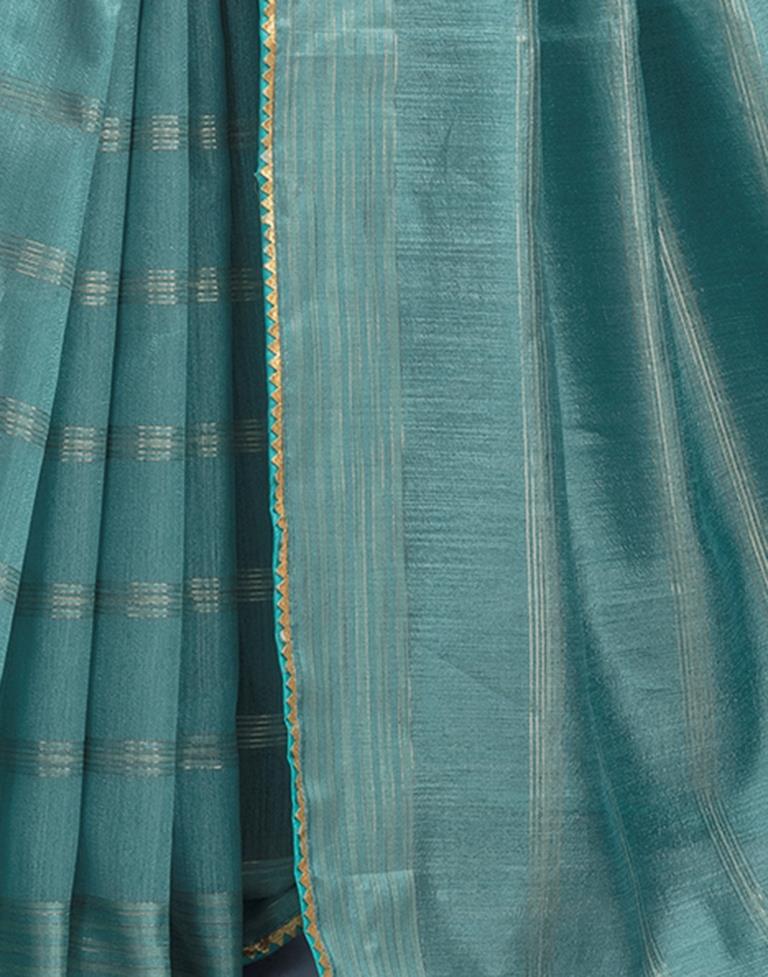 Dull Blue Silk Plain Saree