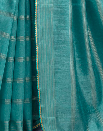 Dull Blue Silk Plain Saree