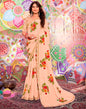 Light Orange Georgette Printed Saree