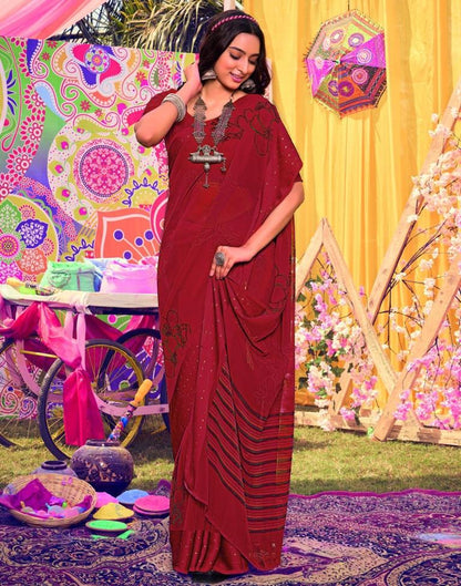 Red Georgette Printed Saree